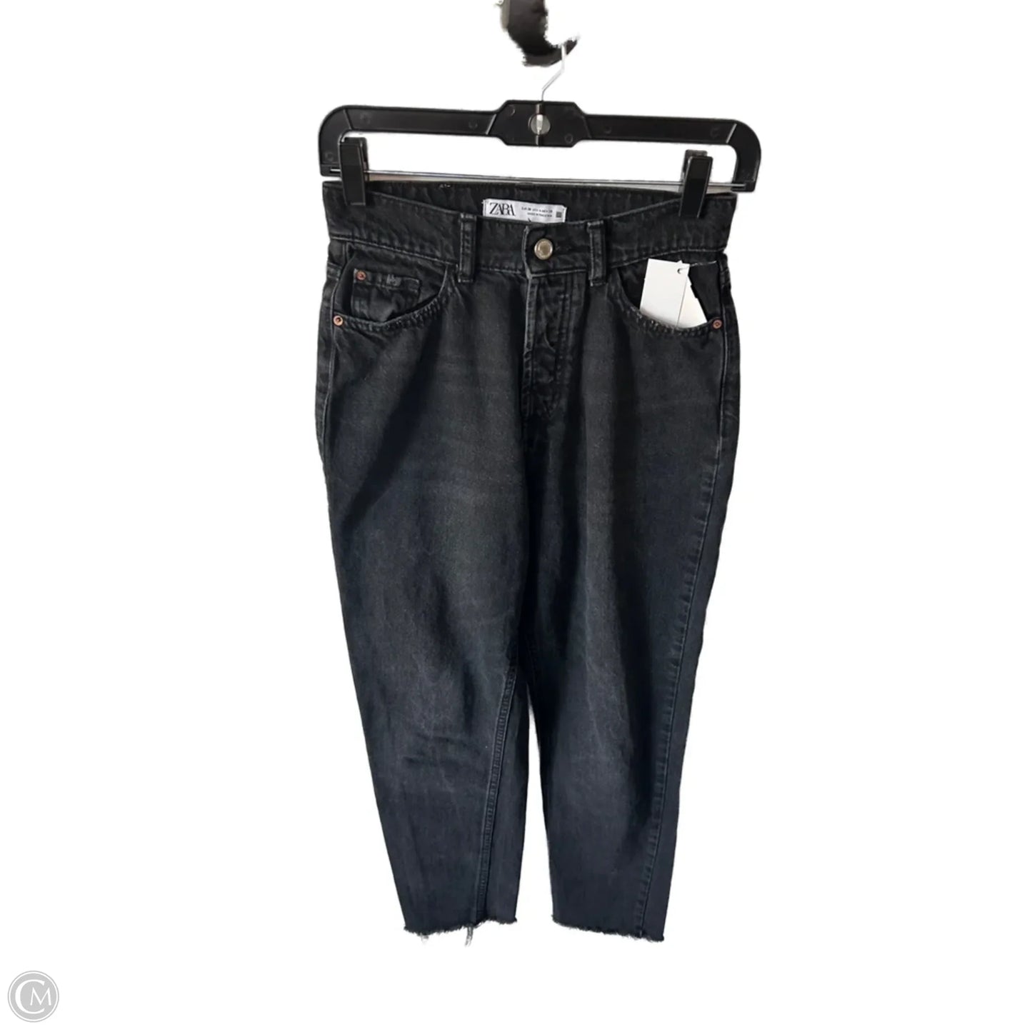 Jeans Straight By Zara In Black Denim, Size: 4