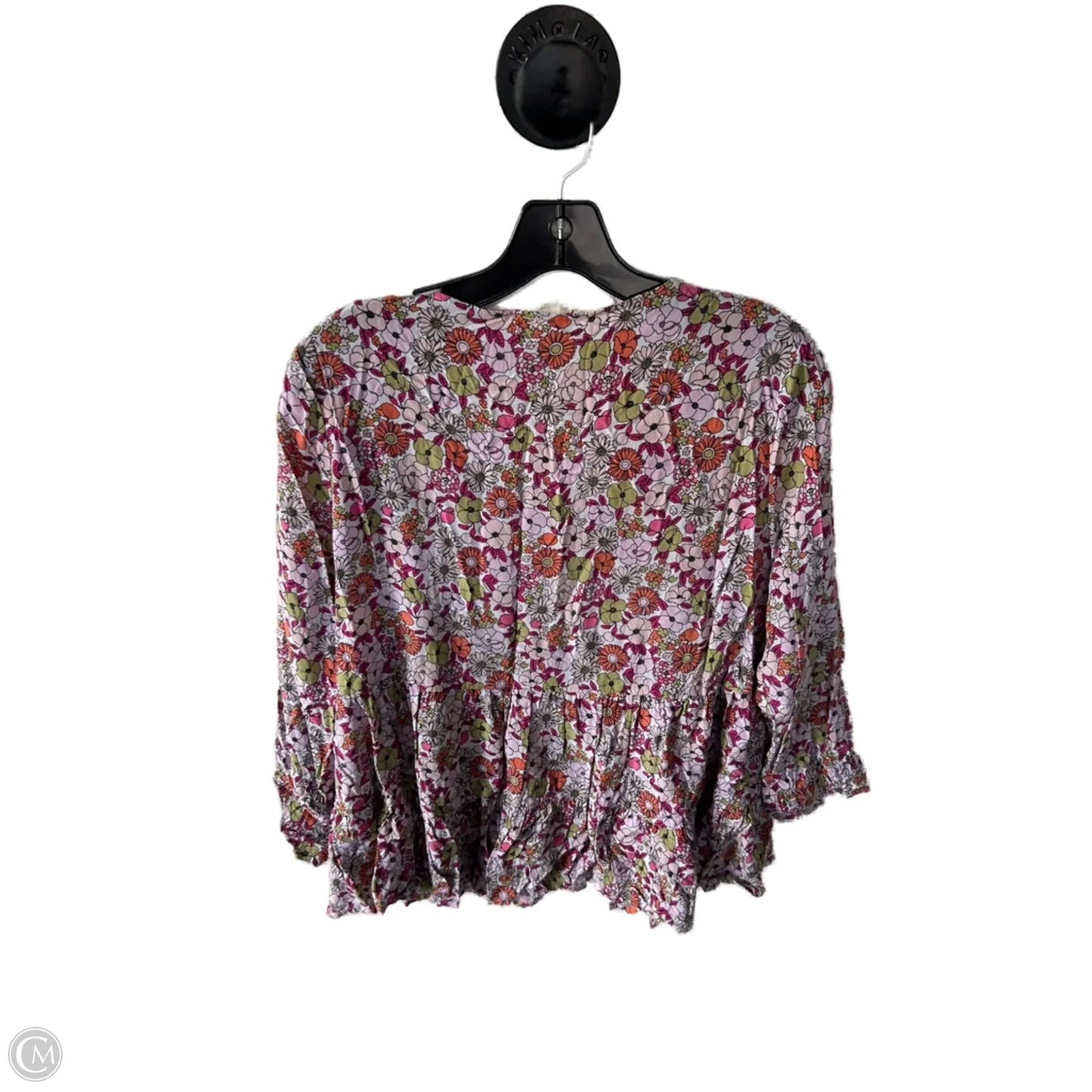 Top 3/4 Sleeve By Jane And Delancey In Pink & White, Size: L