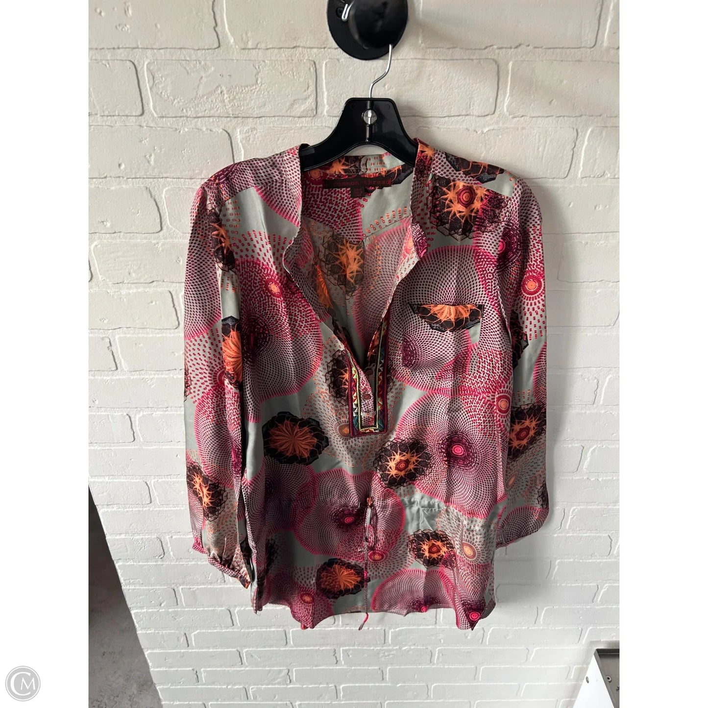 Dress Casual Short By Common Threads In Grey & Orange, Size: M