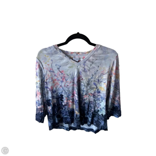 Top 3/4 Sleeve By Chicos In Blue & Purple, Size: L