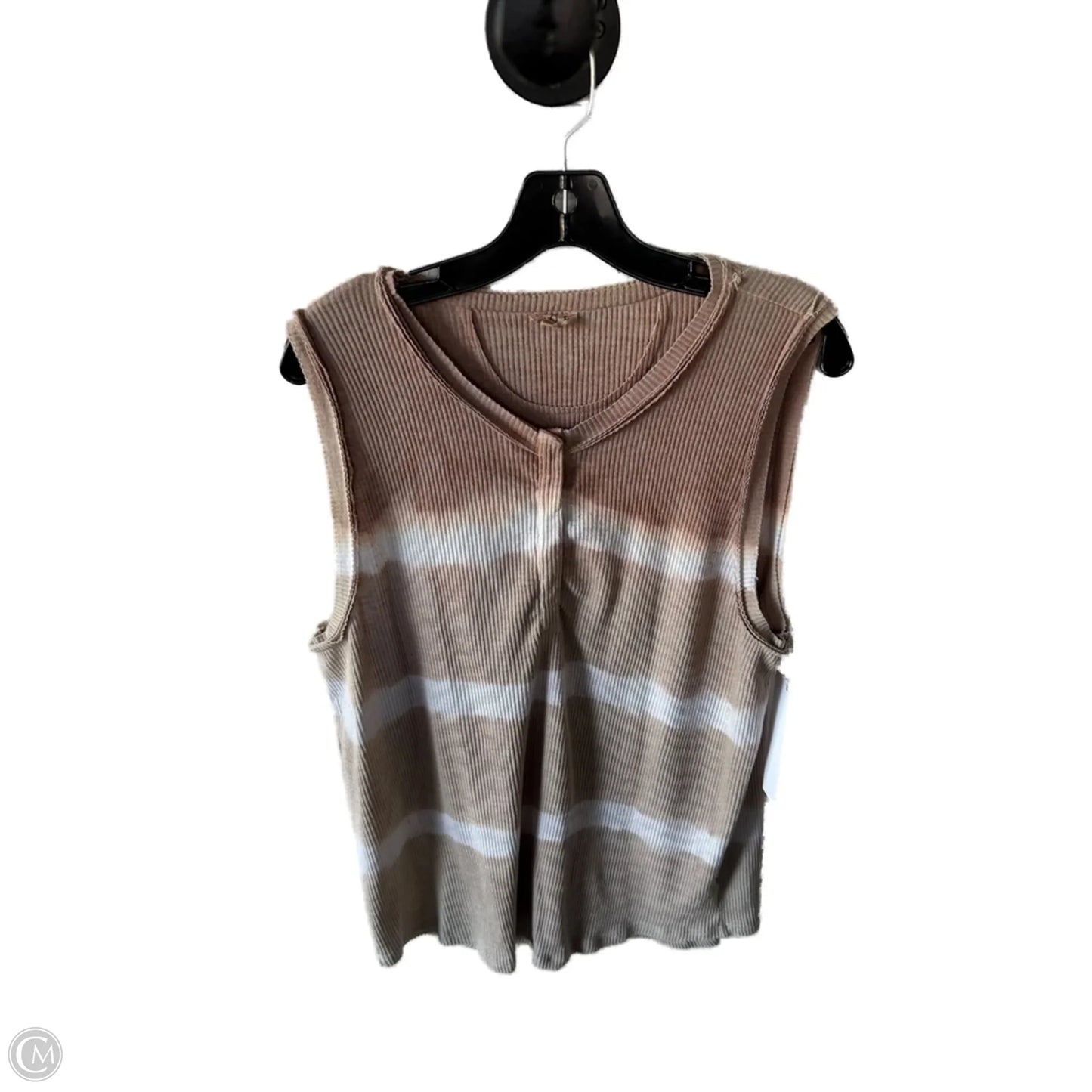 Top Sleeveless Basic By Pol In Tan & White, Size: 2x