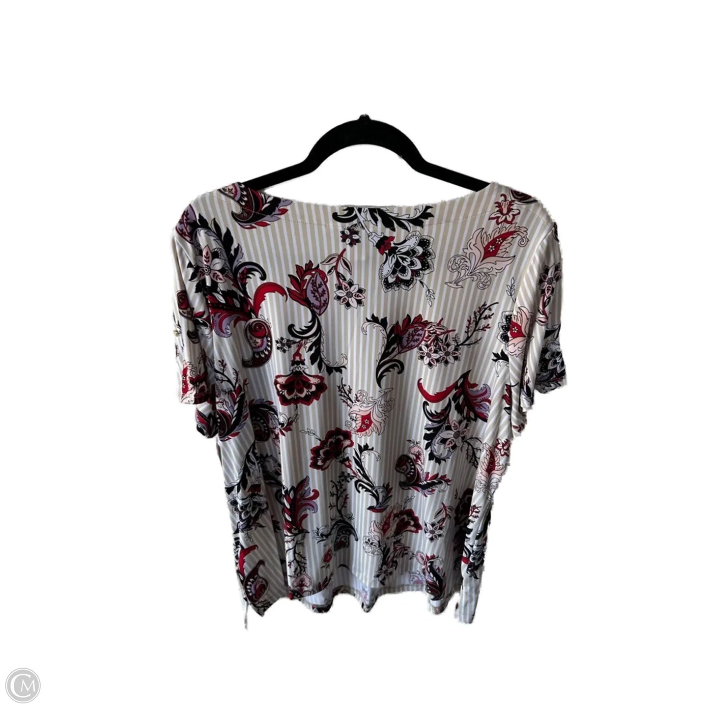 Top Short Sleeve By Liz Claiborne In Black & Tan, Size: 1x