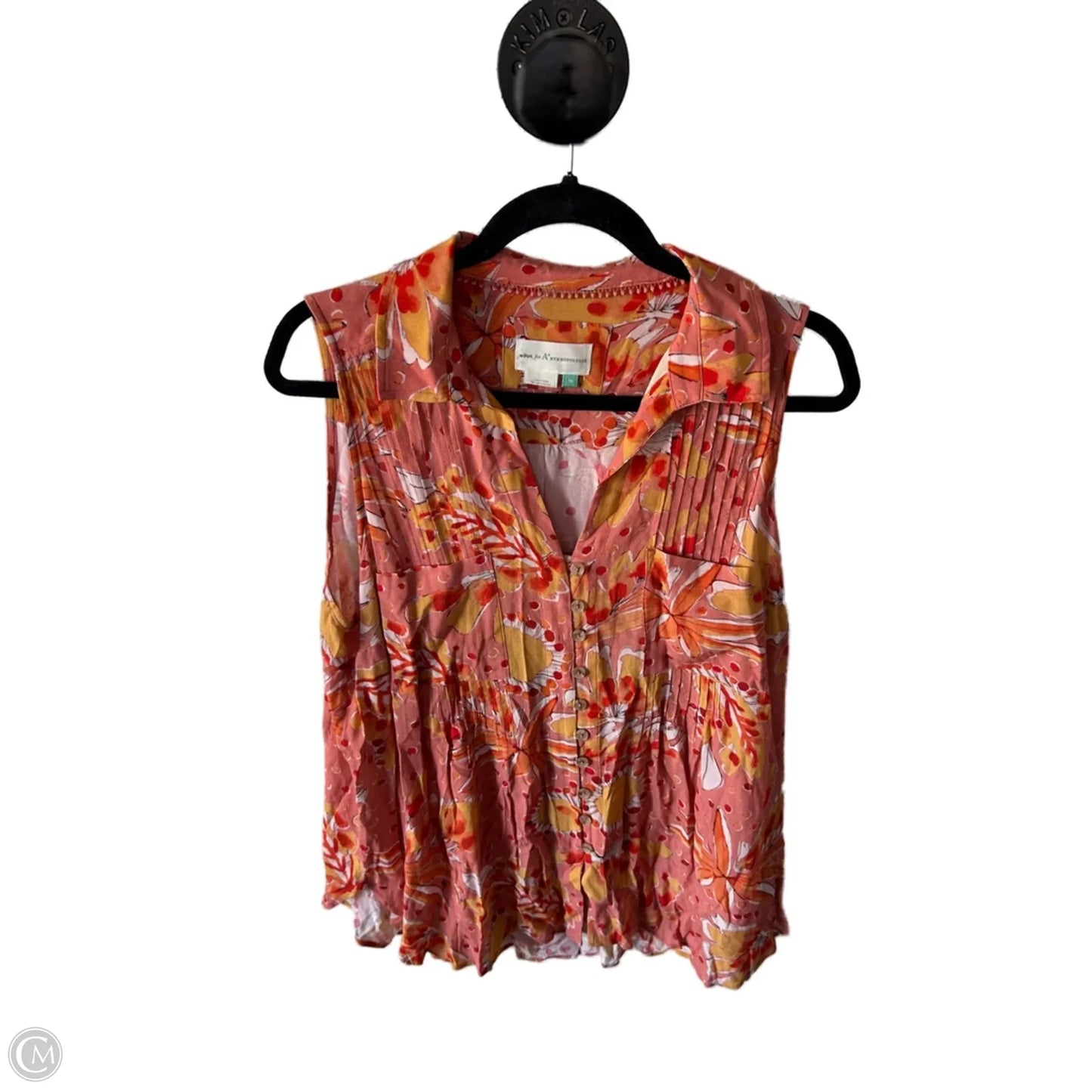 Top Sleeveless By Anthropologie In Orange & Pink, Size: 1x