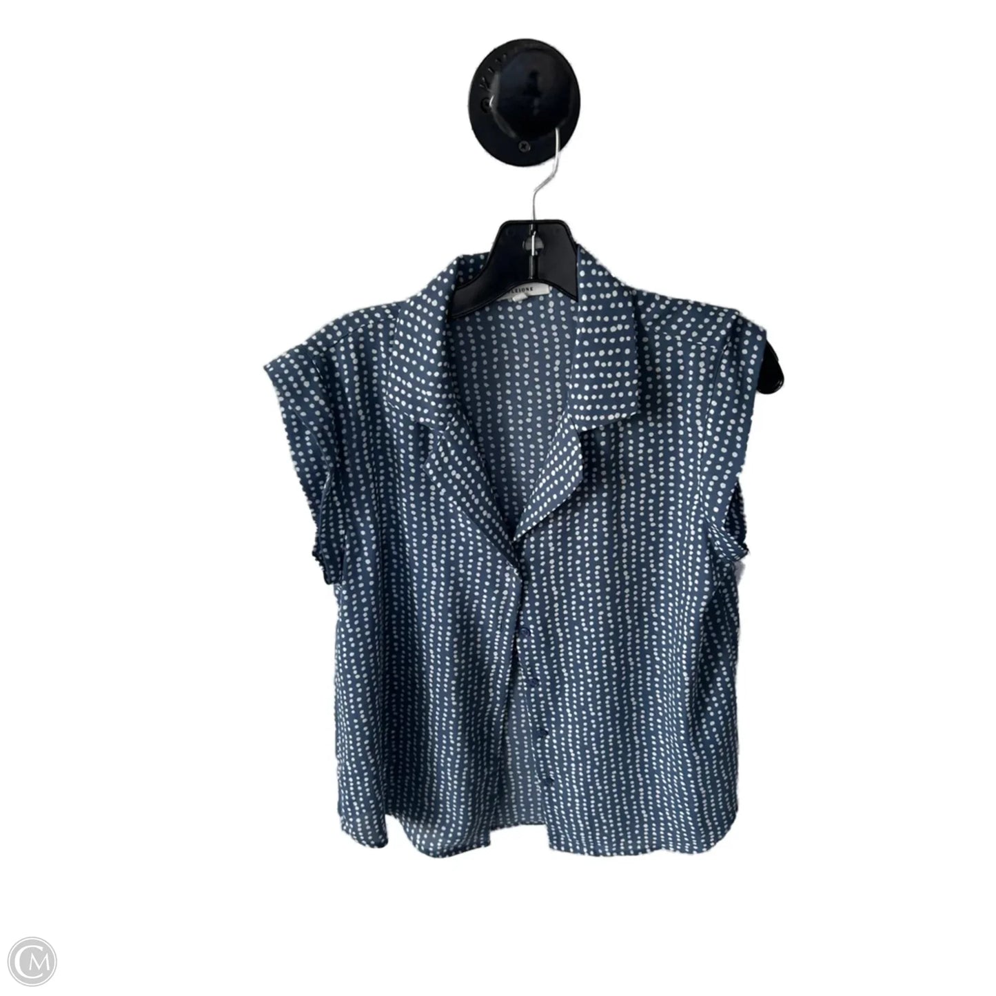 Top Short Sleeve By Pleione In Blue & White, Size: S