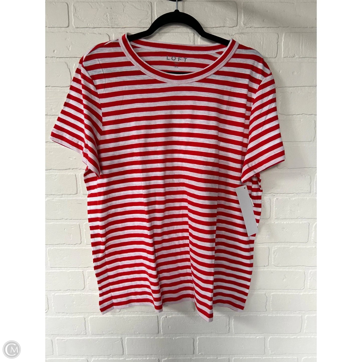 Top Short Sleeve Basic By Loft In Red & White, Size: Xl