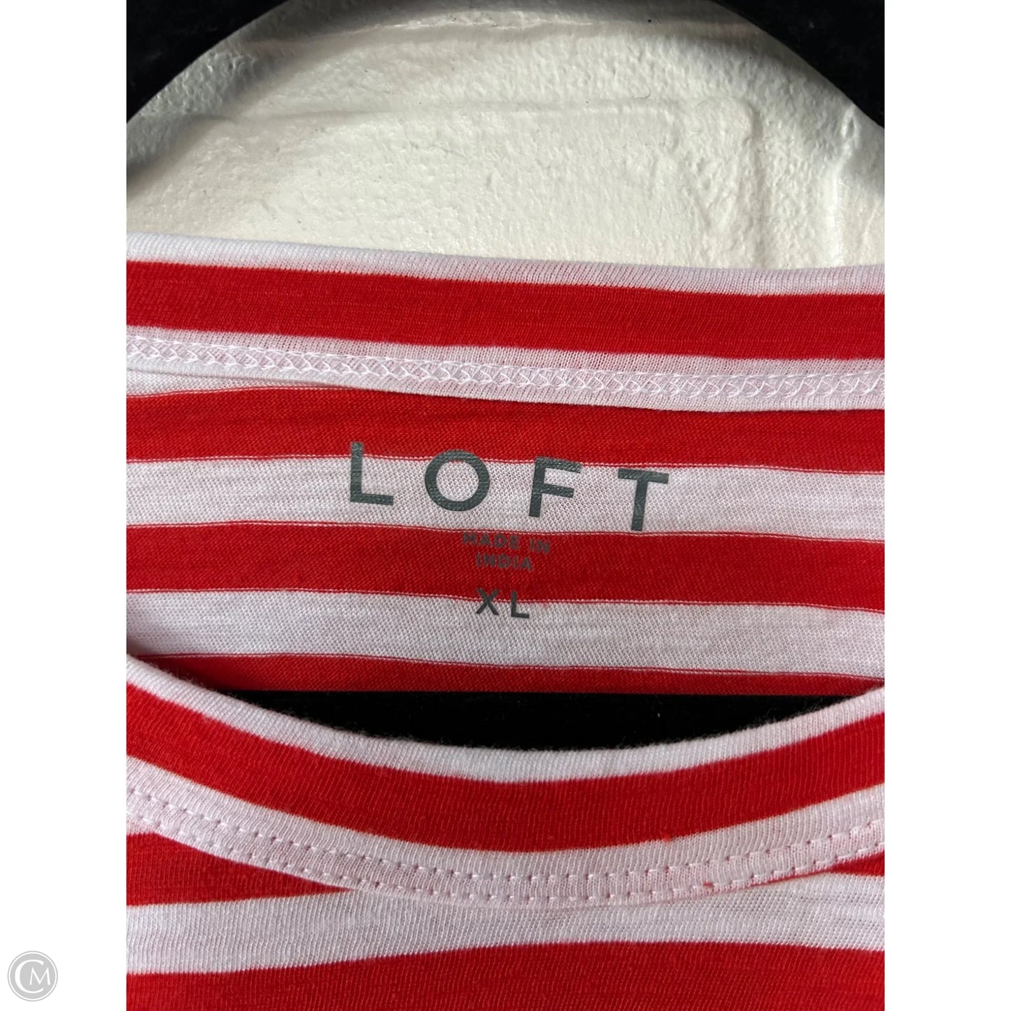 Top Short Sleeve Basic By Loft In Red & White, Size: Xl