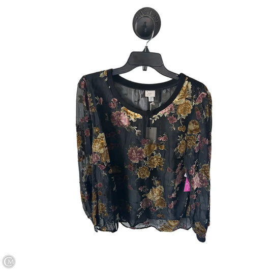 Top Long Sleeve By A New Day In Black & Gold, Size: Xxl