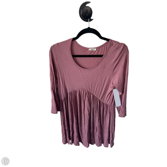 Top 3/4 Sleeve Basic By Clothes Mentor In Pink, Size: L