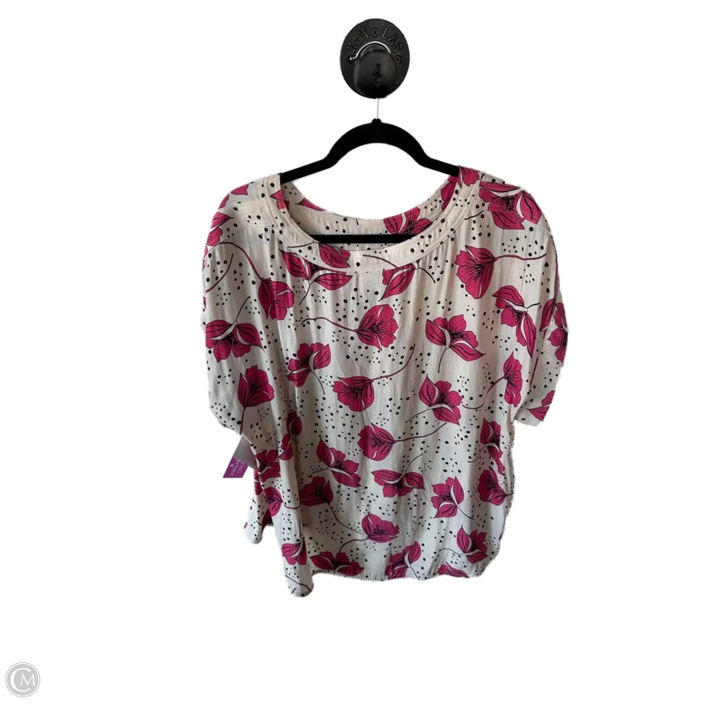 Top Short Sleeve By Cabi In Pink & Tan, Size: Xl