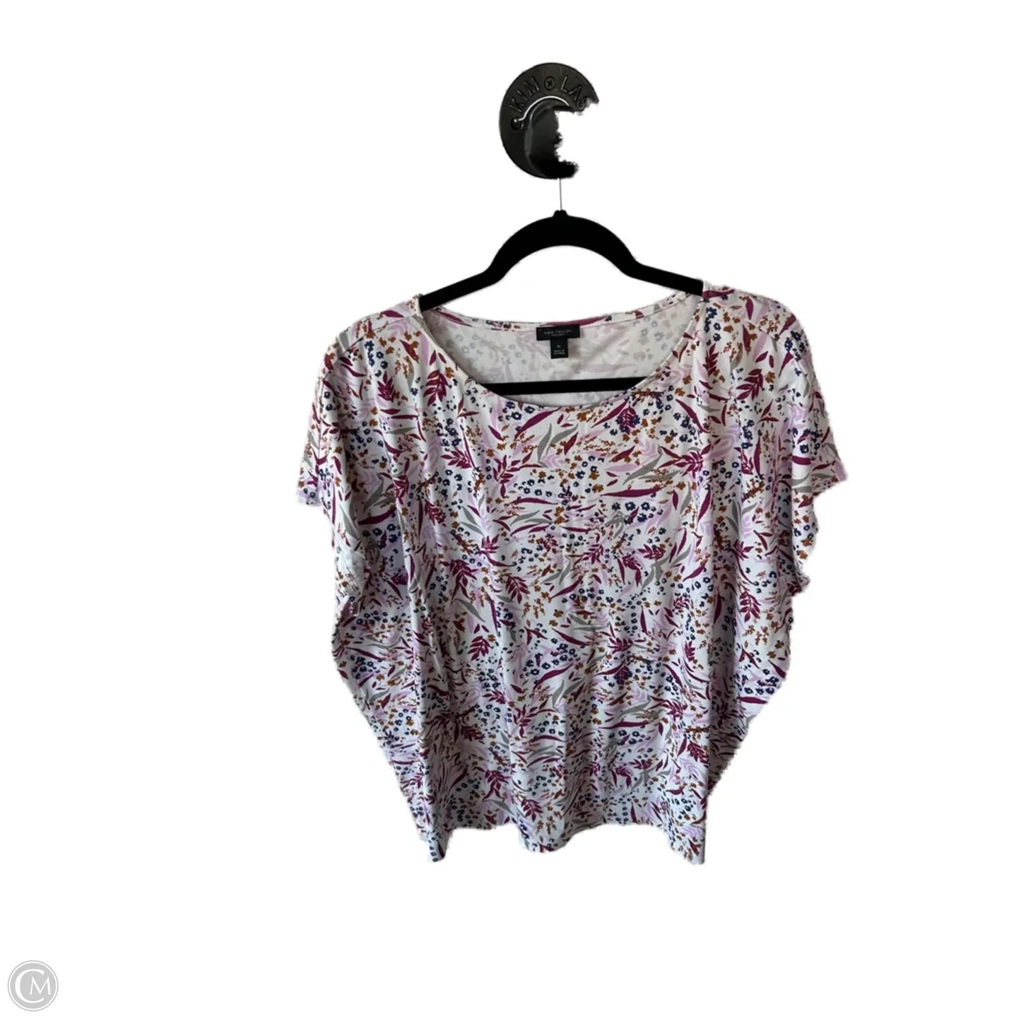 Top Short Sleeve By Ann Taylor In Pink & Purple, Size: Xl