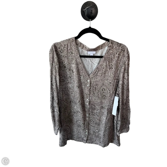 Top Long Sleeve By Pure Jill In Brown & Tan, Size: Xl