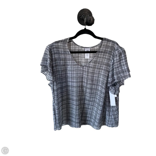 Top Short Sleeve By Cabi In Black & White, Size: Xxl