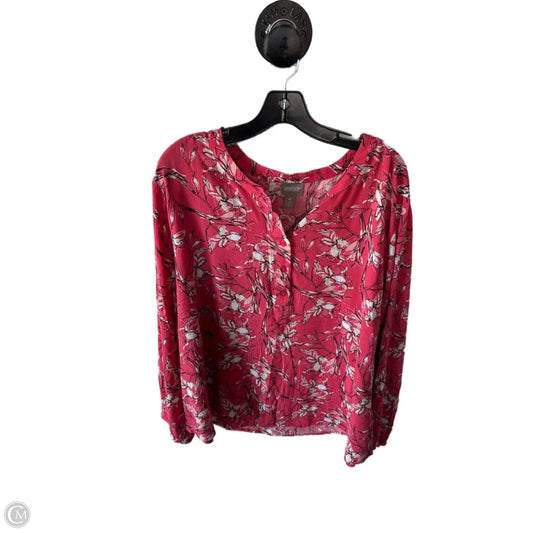 Top Long Sleeve By Chicos In Pink & White, Size: Xxl