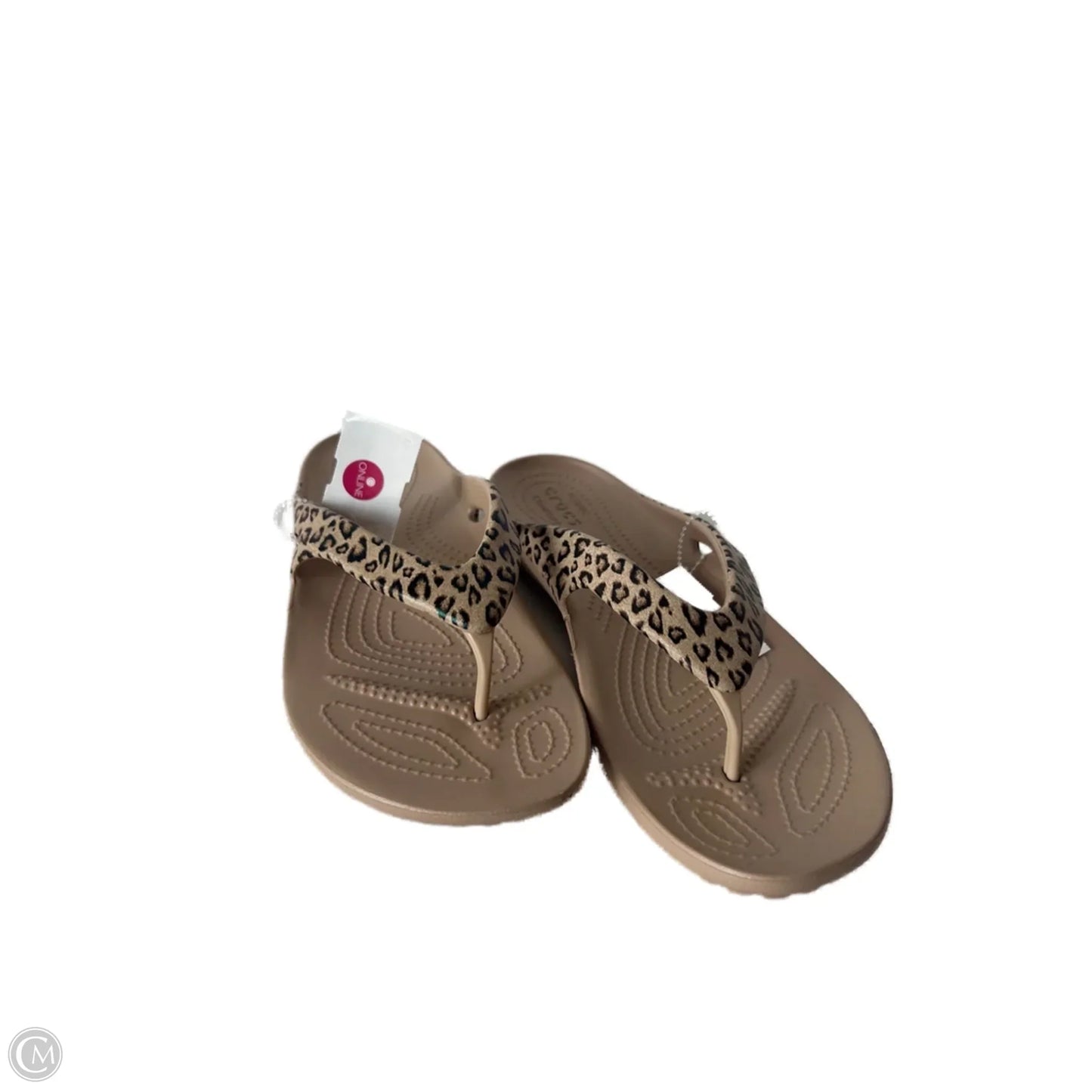 Sandals Flip Flops By Crocs In Animal Print, Size: 9