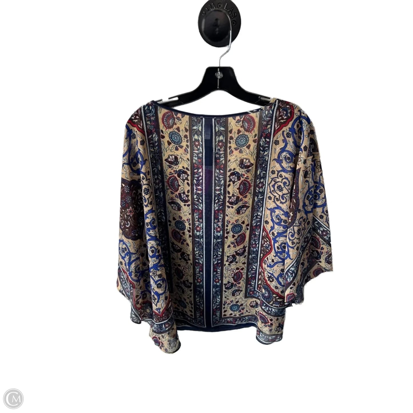 Top 3/4 Sleeve By Chicos In Blue & Tan, Size: S