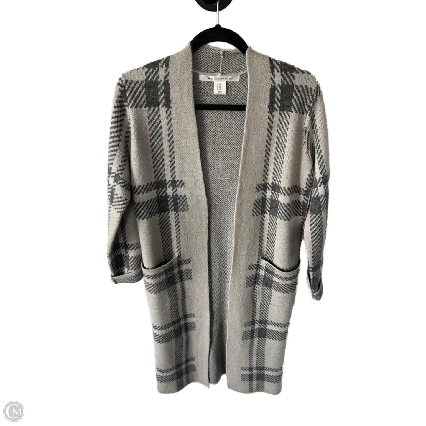 Sweater Cardigan By Max Studio In Grey & Tan, Size: Xs