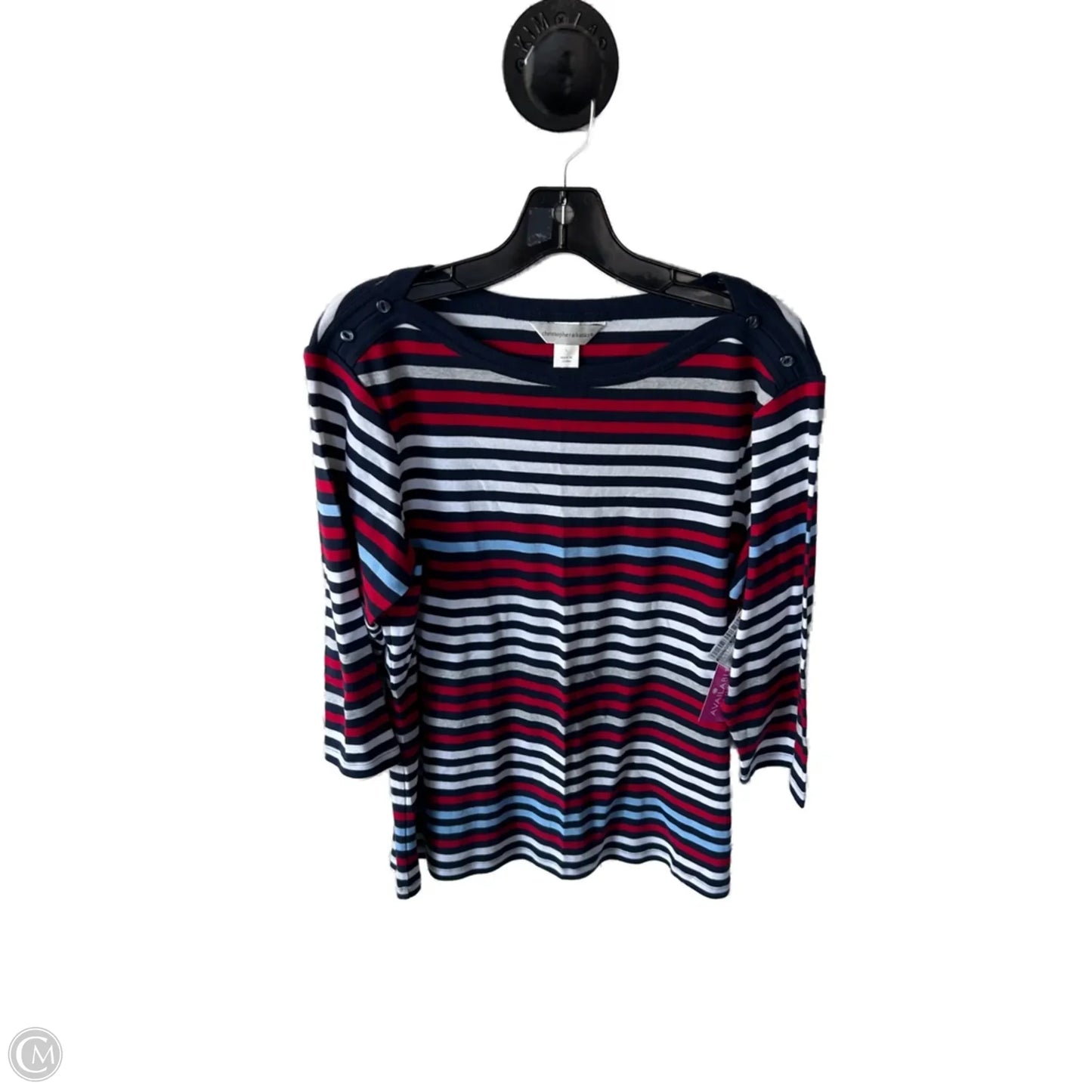 Top 3/4 Sleeve Basic By Christopher And Banks In Blue & Red, Size: L