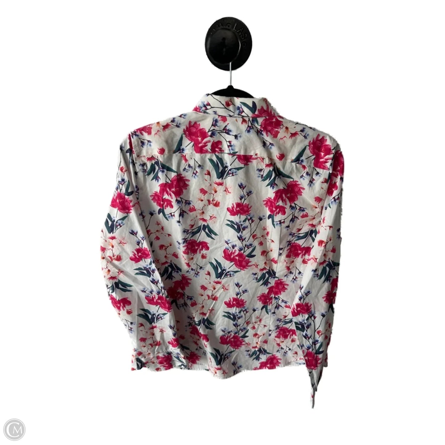 Top Long Sleeve By Lands End In Pink & White, Size: M