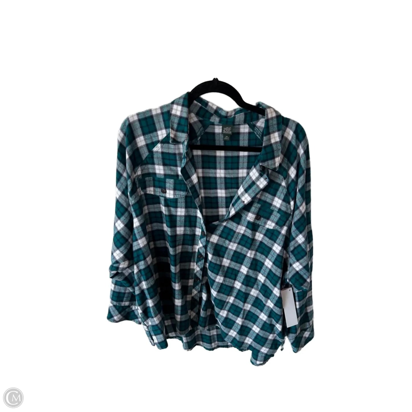 Top Long Sleeve By Wild Fable In Blue & White, Size: Xxl