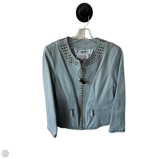 Jacket Leather By Cmc In Blue & Silver, Size: M