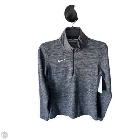 Athletic Top Long Sleeve Collar By Nike In Grey, Size: S