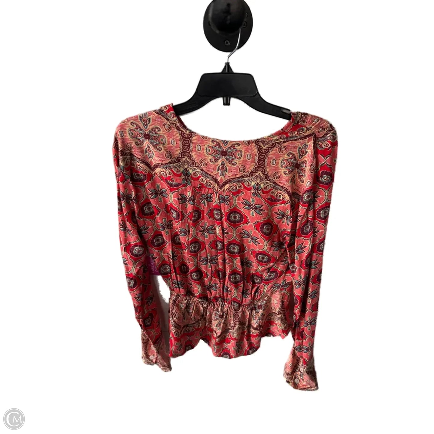 Top Long Sleeve By Free People In Pink & Red, Size: Xs