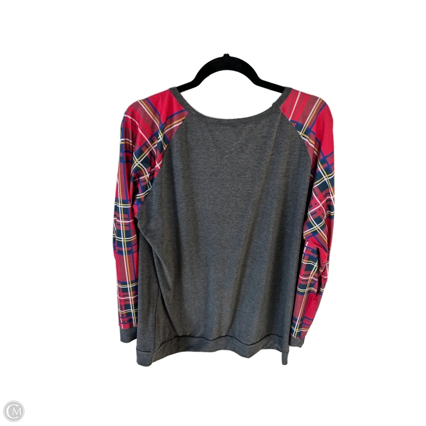 Top Long Sleeve By Cme In Grey & Red, Size: Xxl