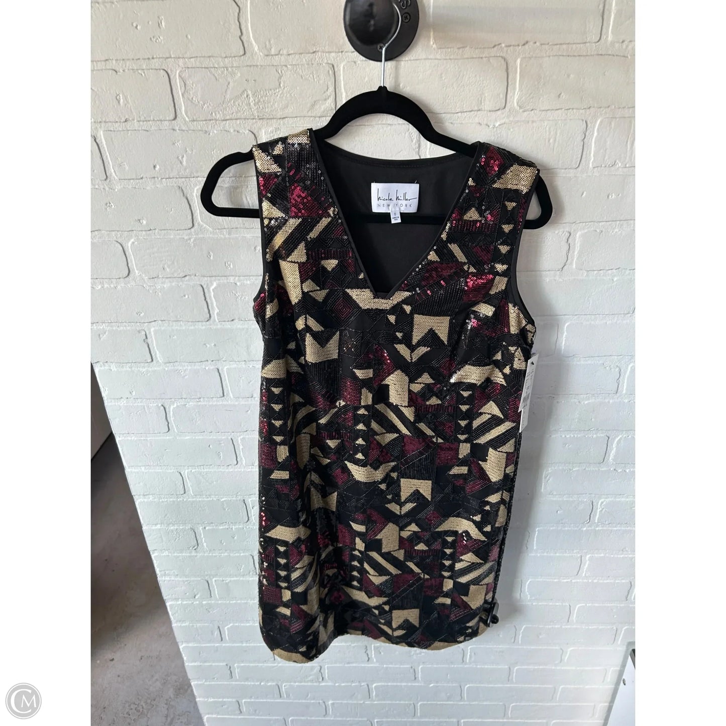 Dress Party Short By Nicole Miller In Black & Gold, Size: M