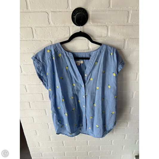 Top Short Sleeve By Loft In Blue & Yellow, Size: M