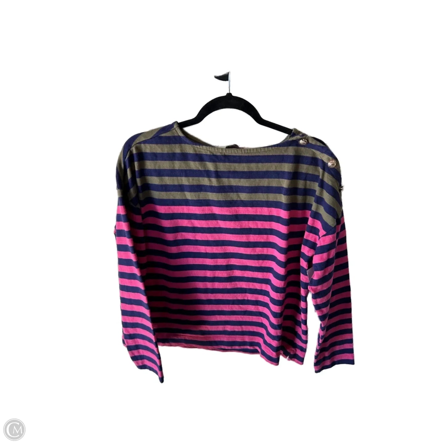 Top Long Sleeve By Loft In Blue & Pink, Size: L