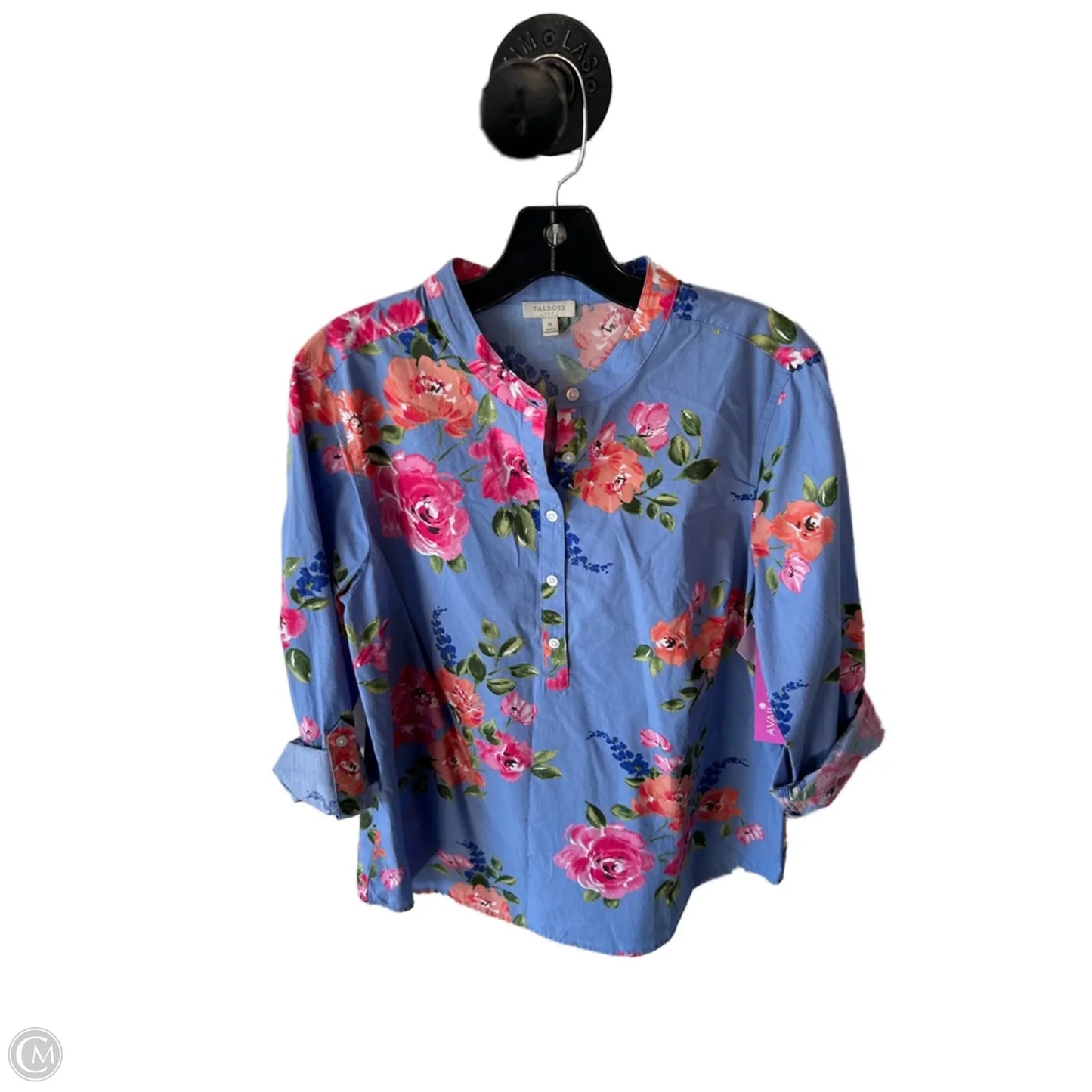Top Long Sleeve By Talbots In Blue & Pink, Size: M
