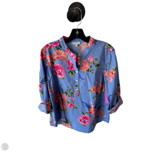 Top Long Sleeve By Talbots In Blue & Pink, Size: M
