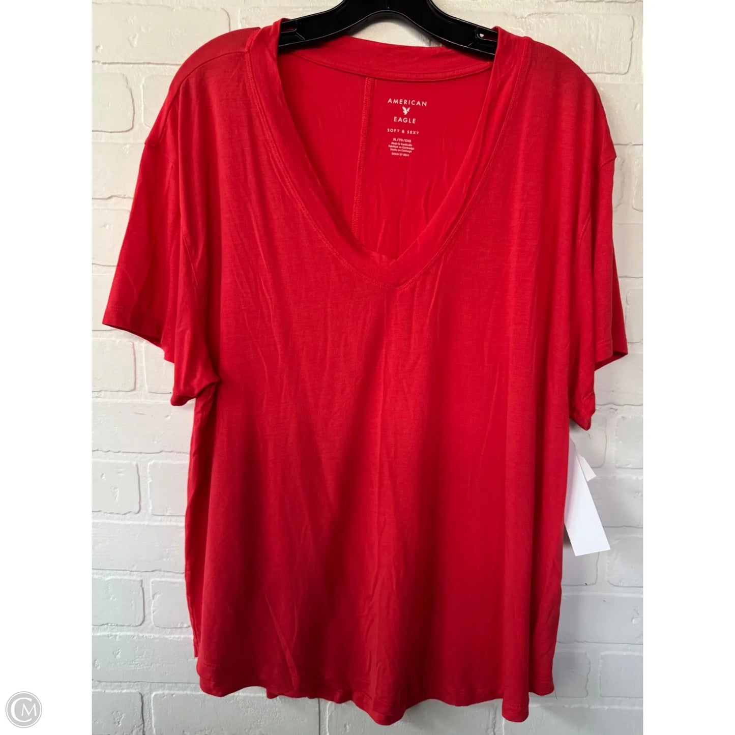Top Short Sleeve Basic By American Eagle In Orange, Size: Xl