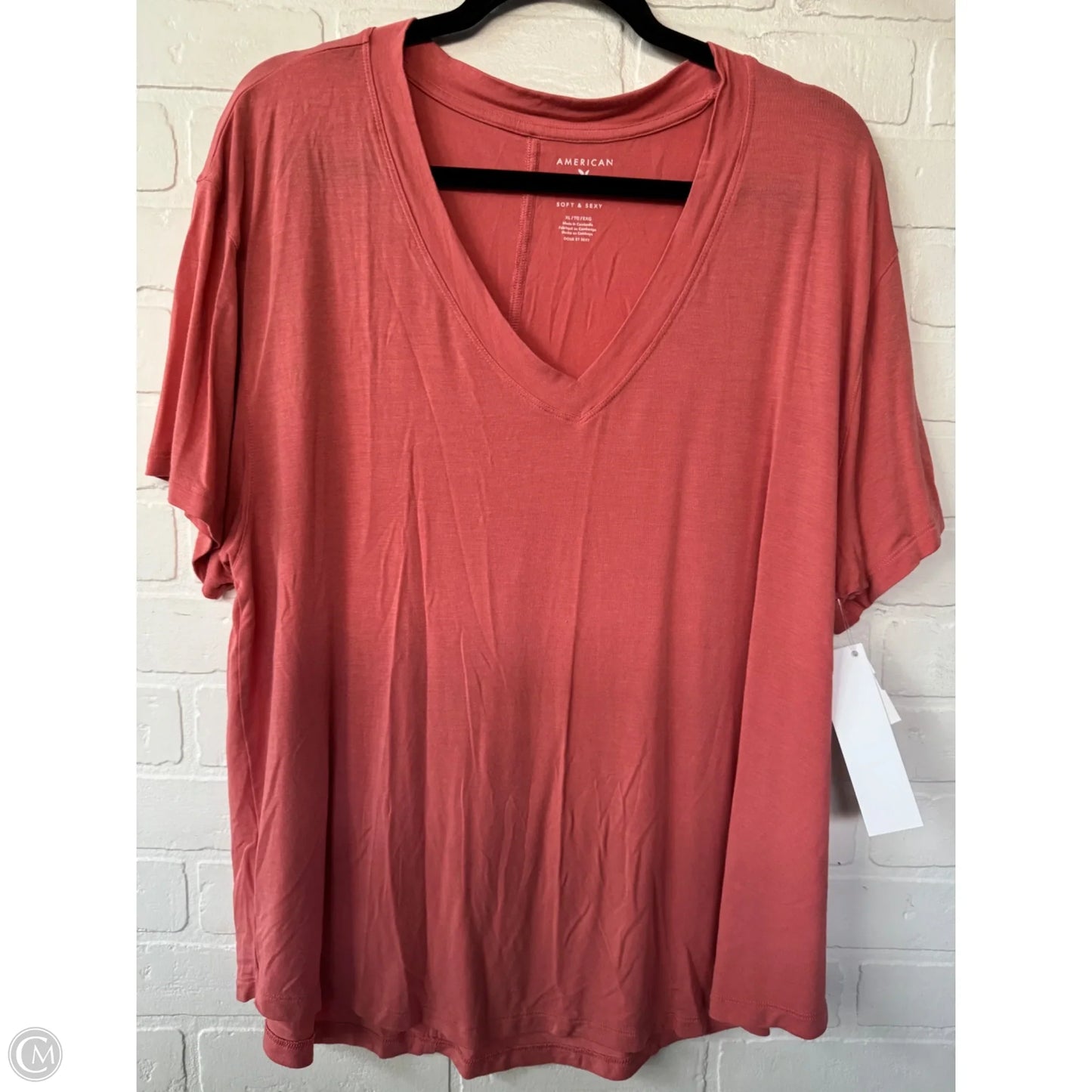 Top Short Sleeve Basic By American Eagle In Pink, Size: Xl