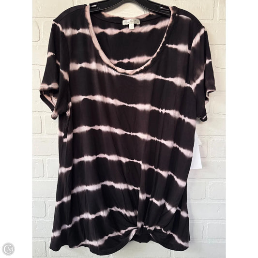 Top Short Sleeve Basic By Nine Britton In Black & Pink, Size: Xxl