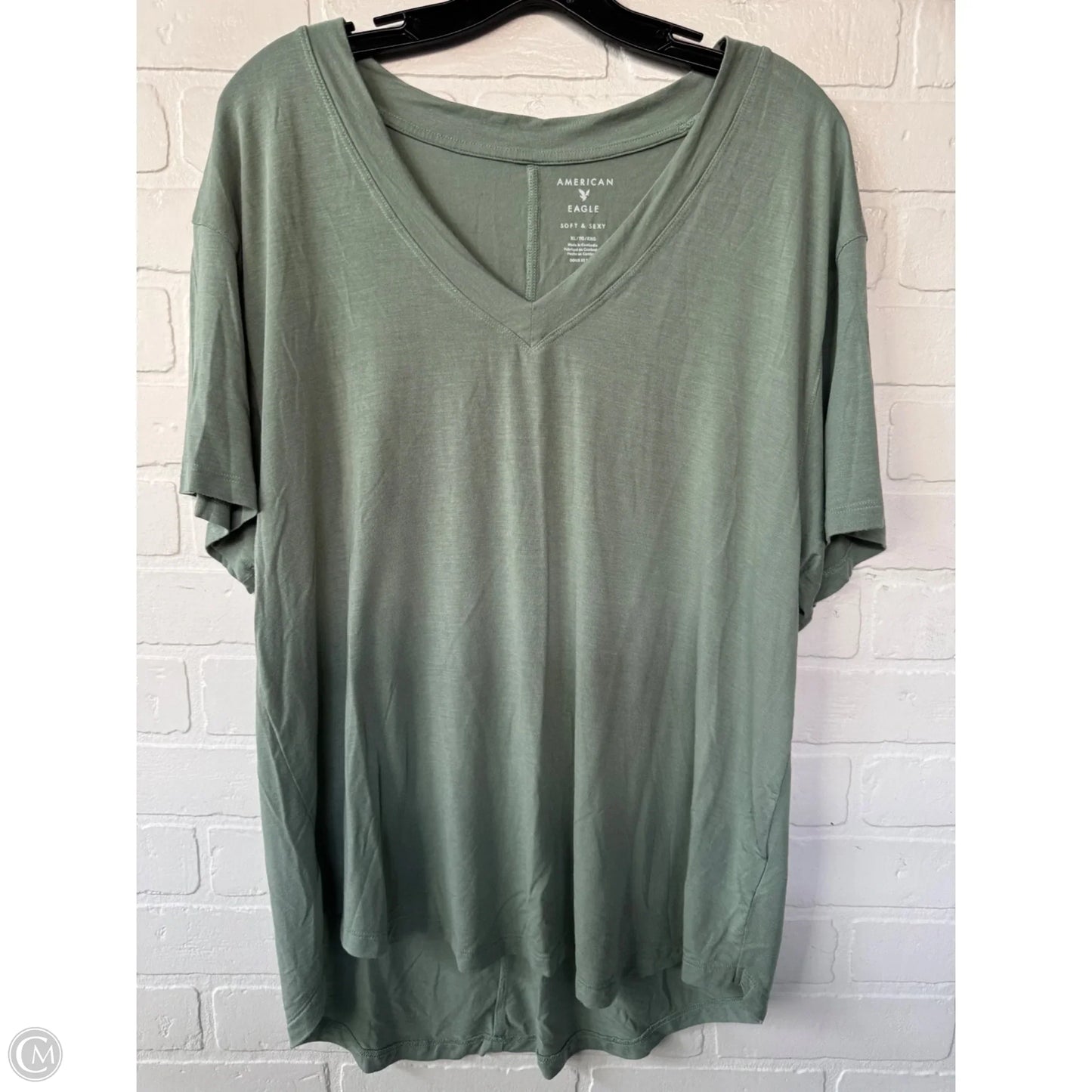 Top Short Sleeve Basic By American Eagle In Green, Size: Xl