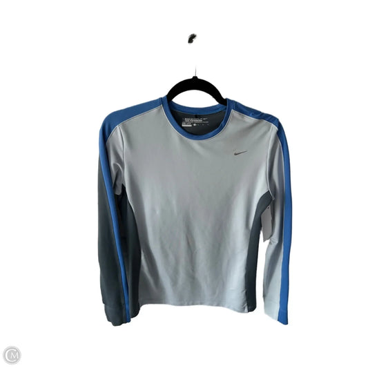 Athletic Top Long Sleeve Crewneck By Nike In Blue & Grey, Size: M