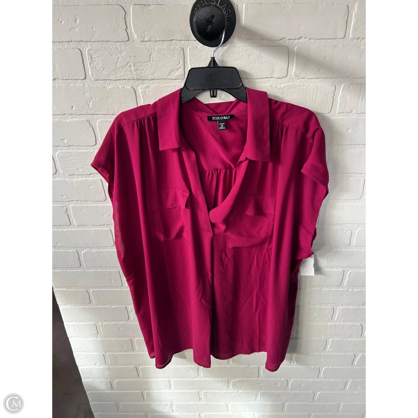 Top Short Sleeve By Roz And Ali In Red, Size: 3x
