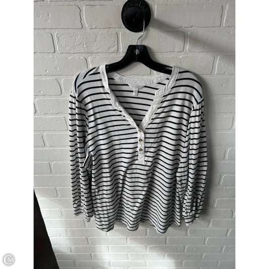 Top Long Sleeve By Lc Lauren Conrad In Blue & White, Size: 3x