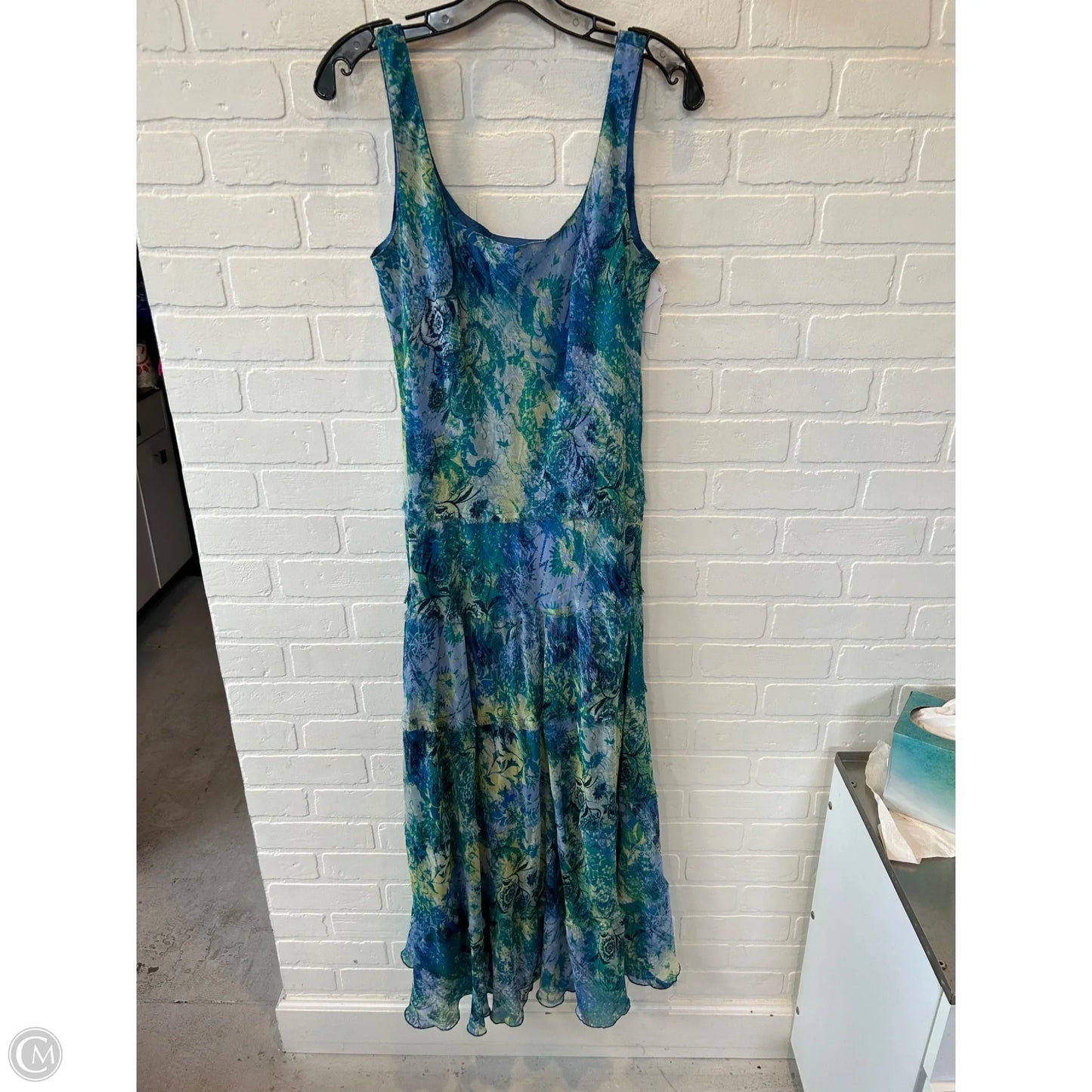 Dress Casual Maxi By Kasper In Blue & Green, Size: L