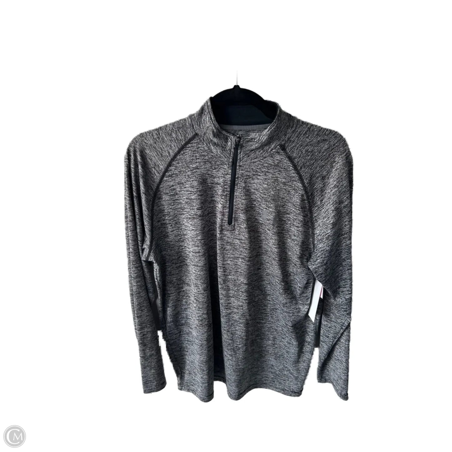 Athletic Top Long Sleeve Collar By Under Armour In Grey, Size: M