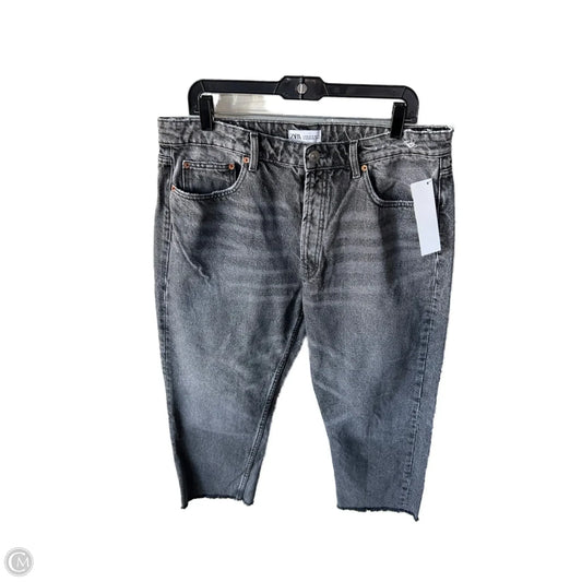 Jeans Straight By Zara In Black Denim, Size: 14