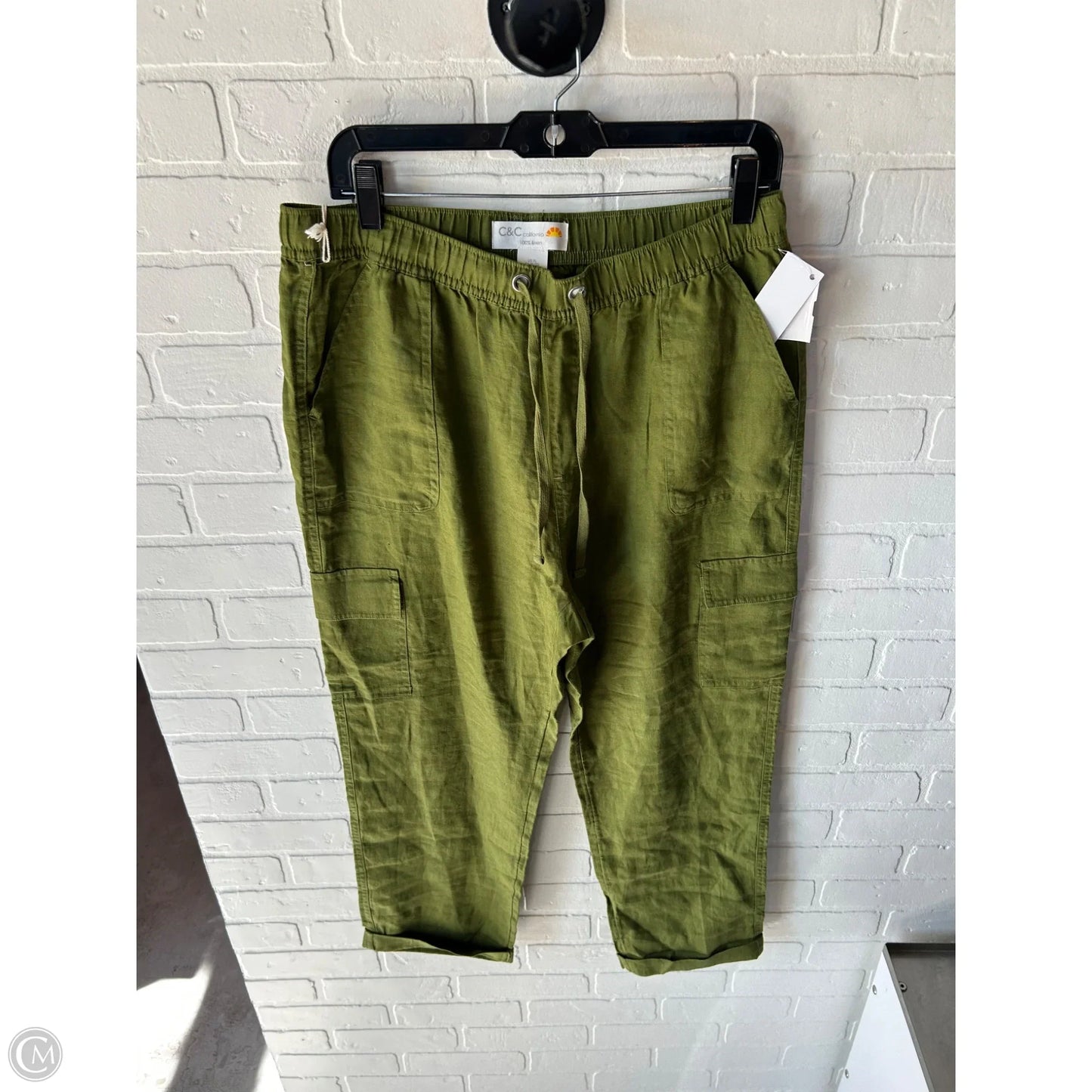 Pants Linen By C And C In Green, Size: 16