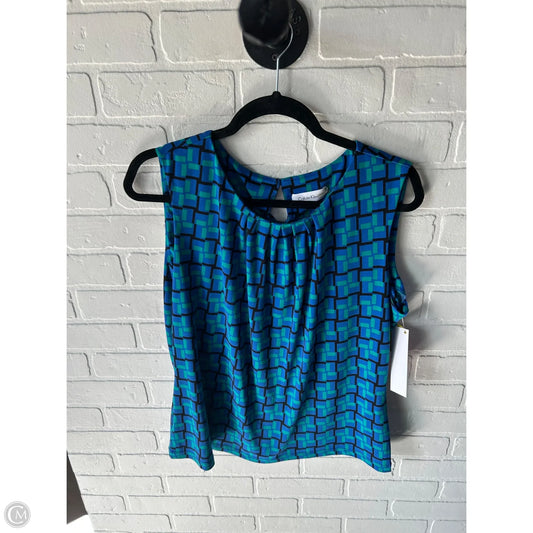 Top Sleeveless By Calvin Klein In Blue & Green, Size: Xl