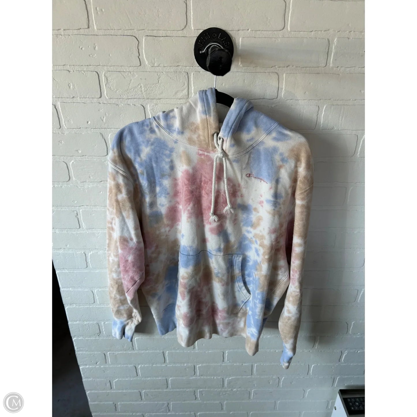 Sweatshirt Hoodie By Champion In Purple & Tan, Size: M