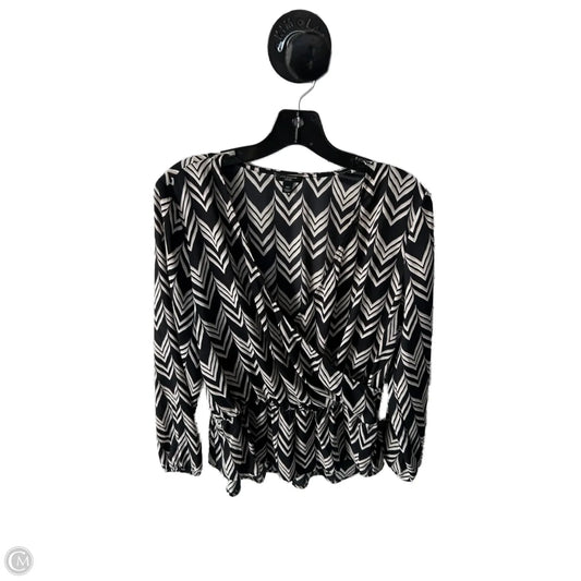 Top Long Sleeve By Ann Taylor In Black & Tan, Size: Mp