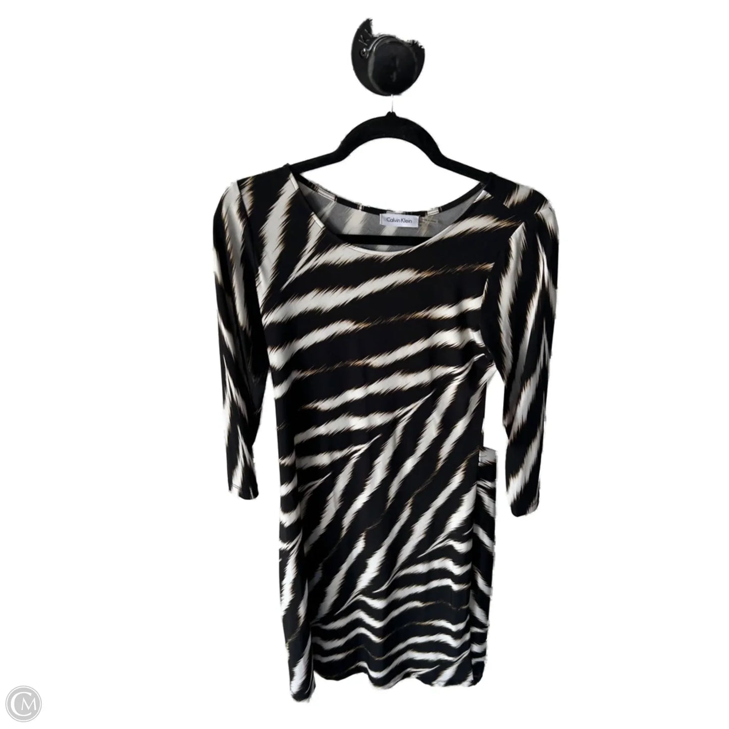 Dress Work By Calvin Klein In Black & Tan, Size: M