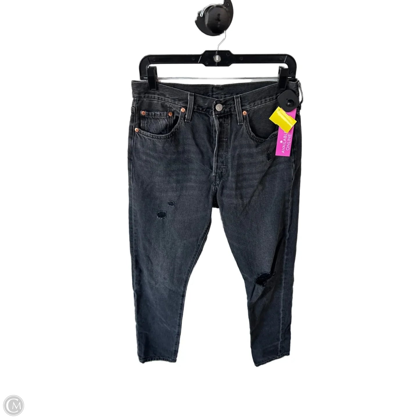 Jeans Straight By Levis In Black Denim, Size: 8