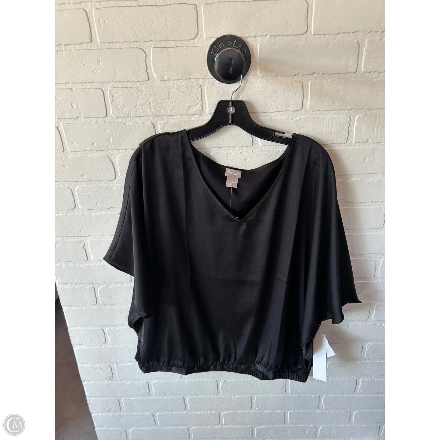 Top Short Sleeve By Chicos In Black, Size: L