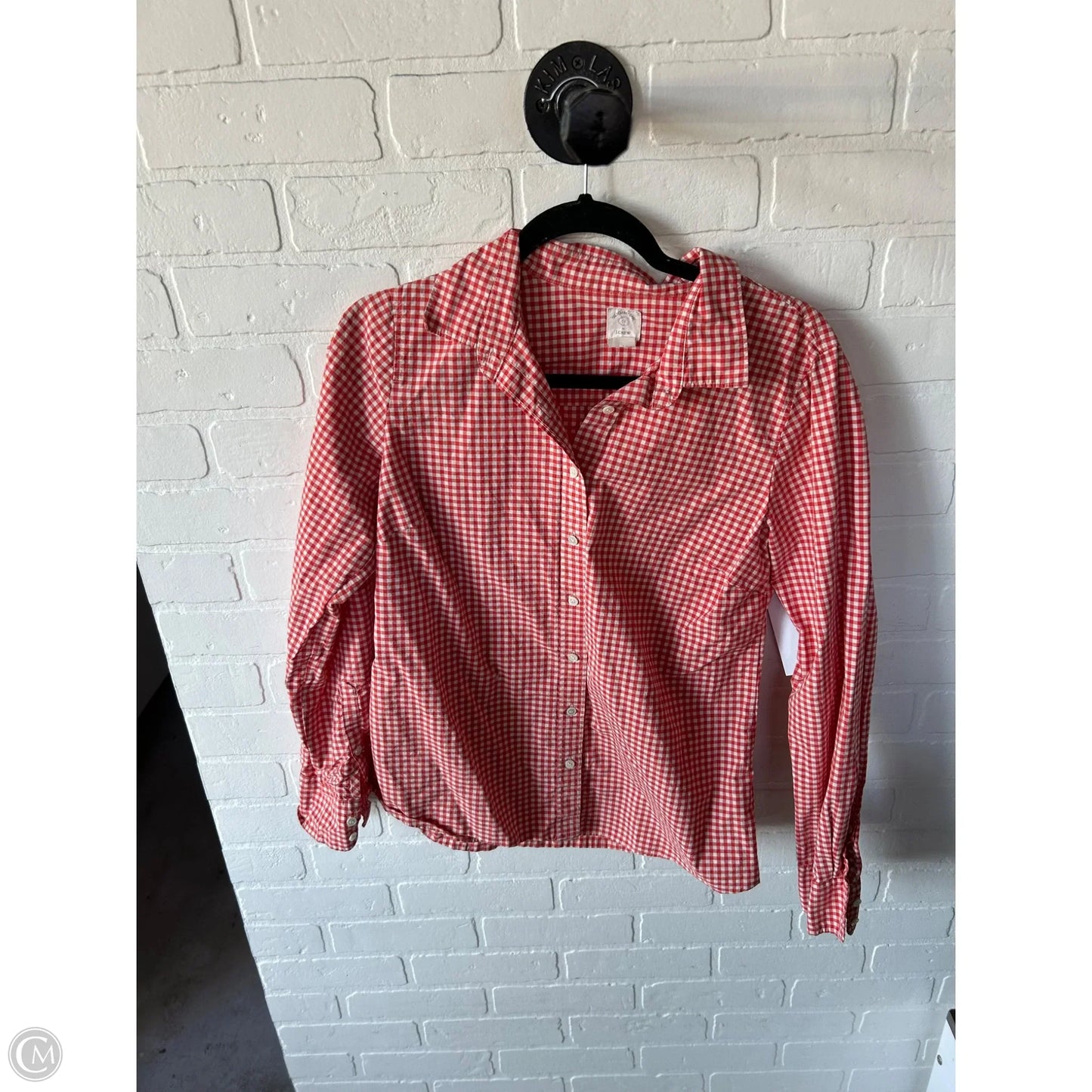 Top Long Sleeve By J. Crew In Red & White, Size: M